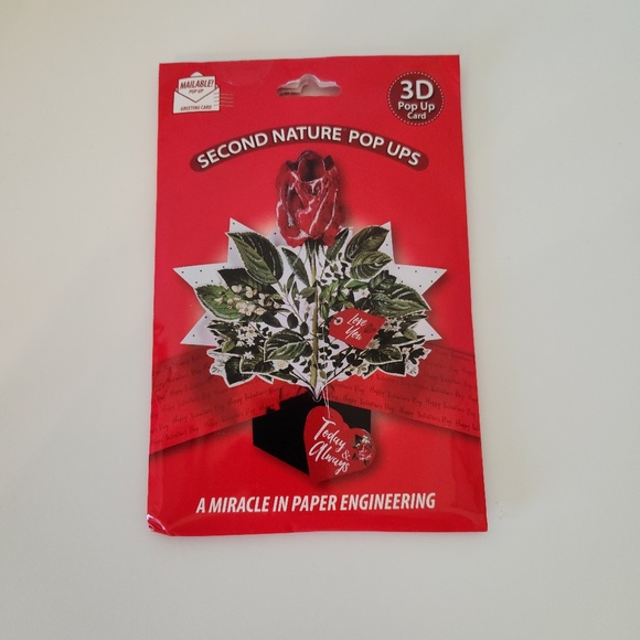 3D Pop Up Greeting Card by Second Nature SINGLE ROSE Anniversary Valentines Bday - Picture 1 of 5